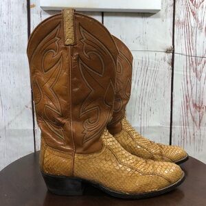 Dan Post Men's Tan Exotic SnakeSkin & Leather Western Boots 11